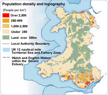 Population density and topography