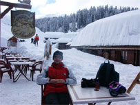 A skier at a Mountain Restaurant - Morzine - French Alps