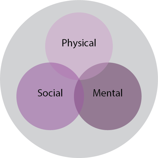 Physical, mental and social well-being - zen diagram