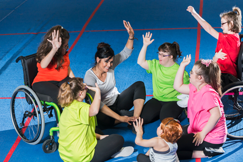 Special needs children in a gym