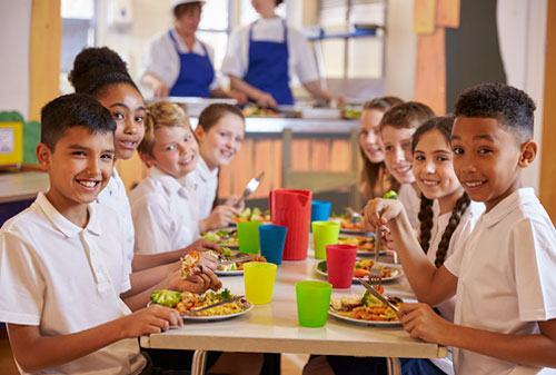 Children with school dinners