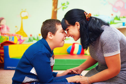 Mother and disabled child